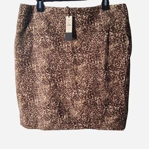 Womens NWT Talbots leopard print skirt soft fabric lined zipper closure